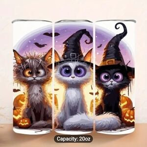 Halloween Witchy Cat Themed Stainless Steel Insulated Tumbler Set